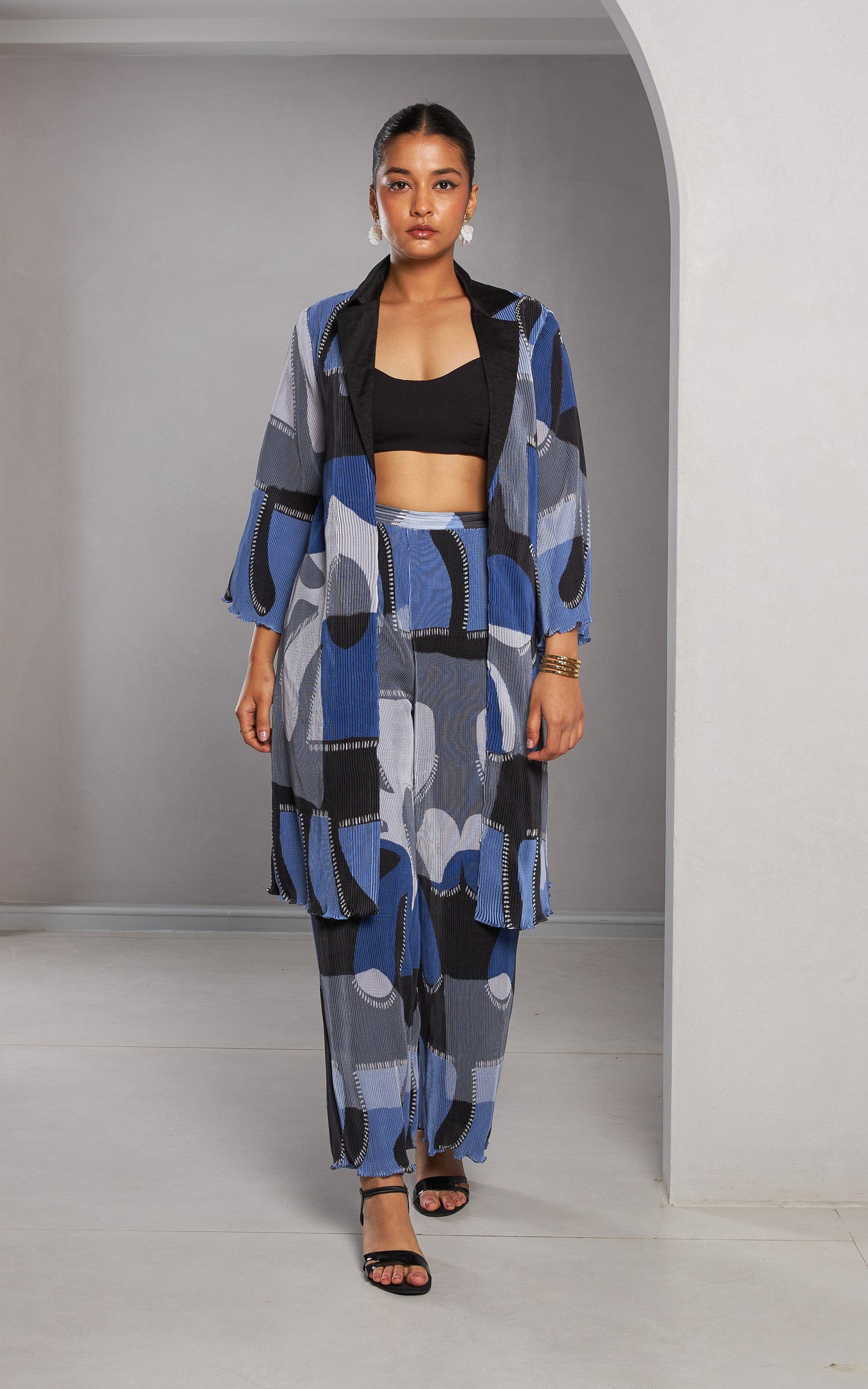 Micro Pleated Jacket Set – Vedika M