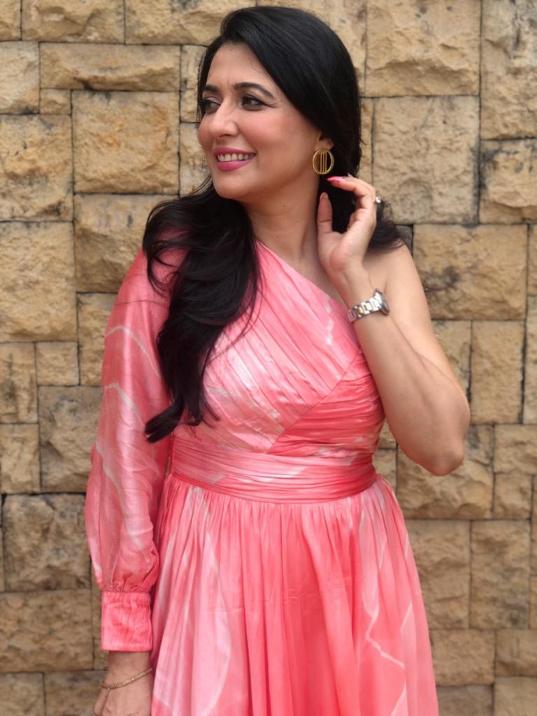 one side off shoulder indian dress One Shoulder Long Dress With Sleeve On One Side – Vedika M